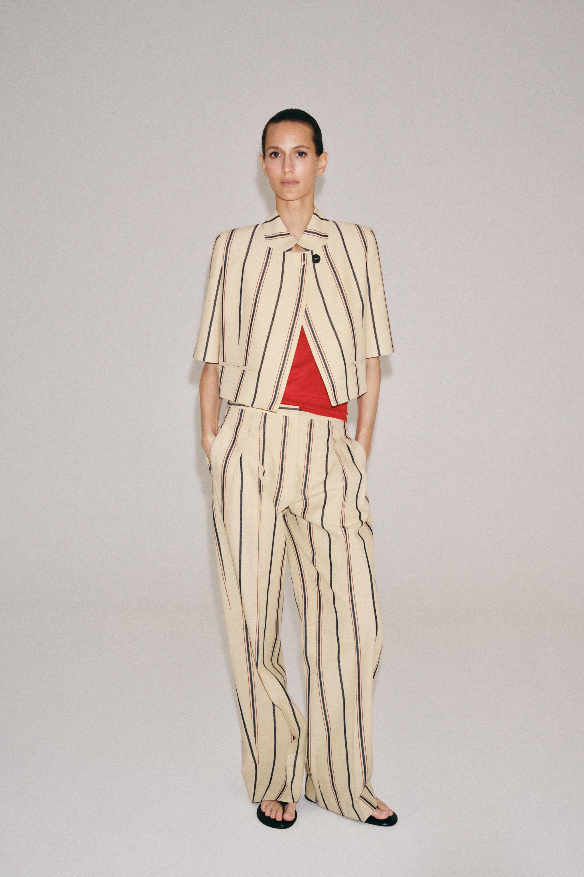 Женские брюки Zara ZW COLLECTION STRIPED PLEATED TROUSERS