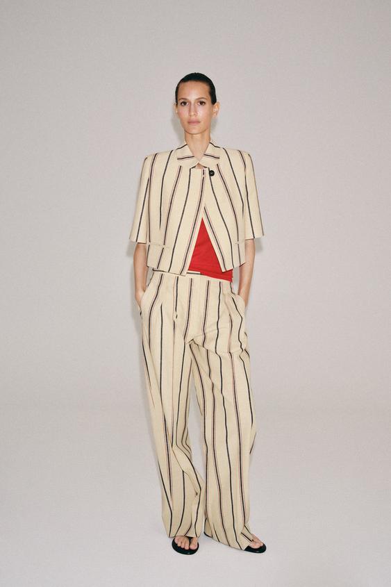 بنطال بثنيات ZW COLLECTION - بيج الخاص بـ Zara - صورة 0