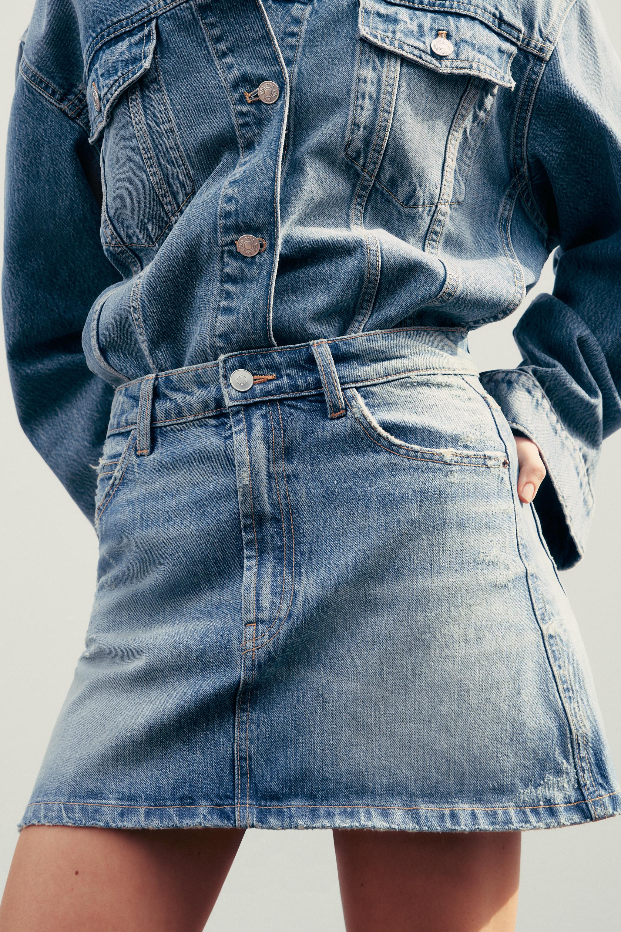 TRF ダメージ デニム スカート - ブルー | ZARA Japan / 日本