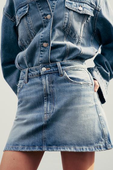 TRF RIPPED DENIM SKIRT - Blue by Zara - Image 3