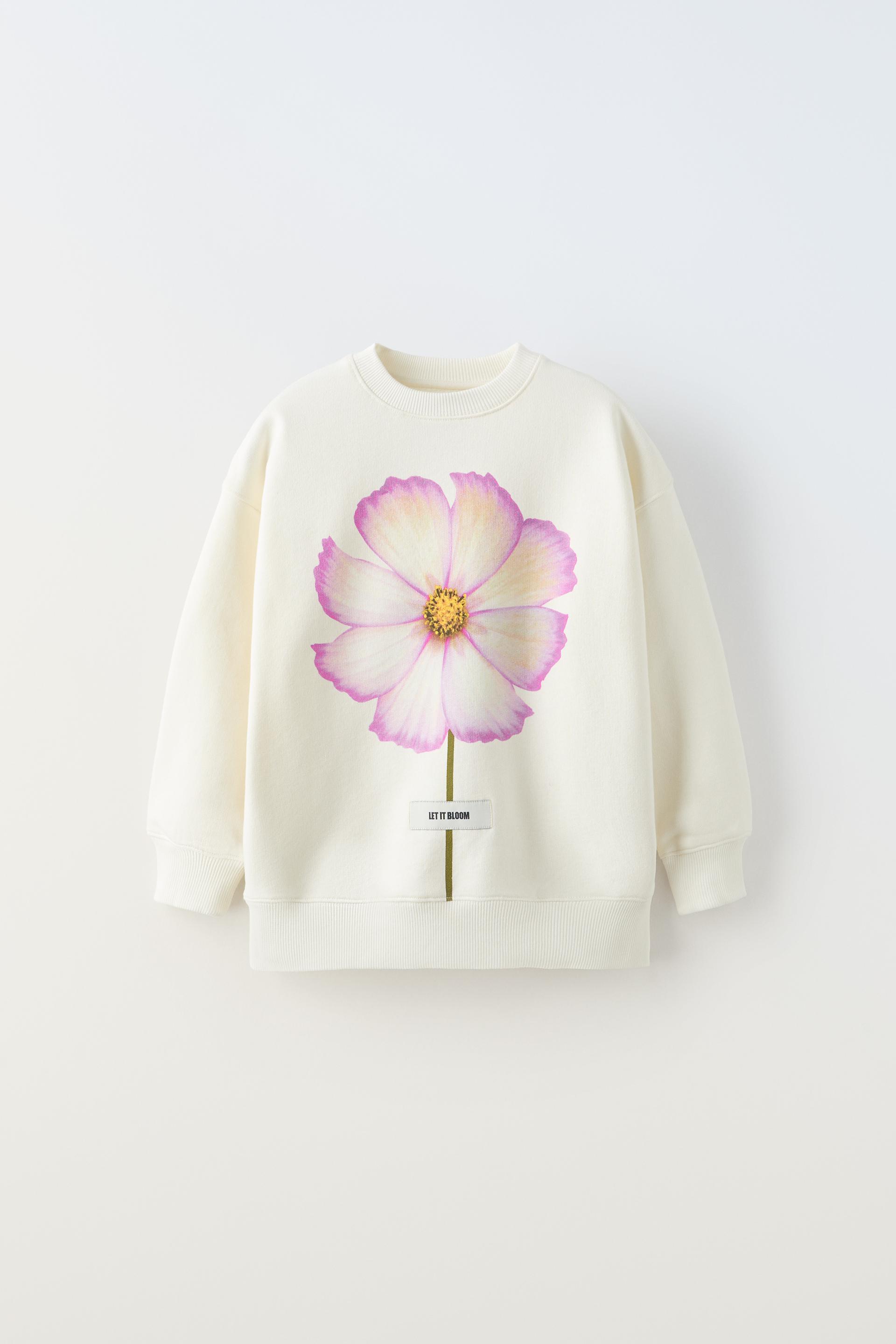 FLORAL PRINT SWEATSHIRT - Oyster-white