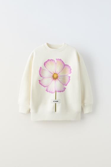 FLORAL PRINT SWEATSHIRT - Oyster-white by Zara - Image 0