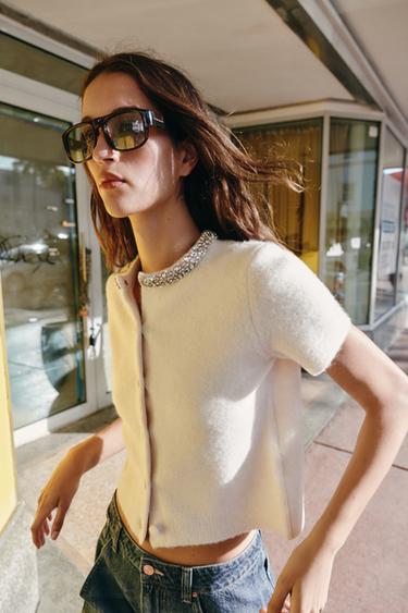 WOOL BLEND JACKET WITH JEWEL NECK - Ecru by Zara