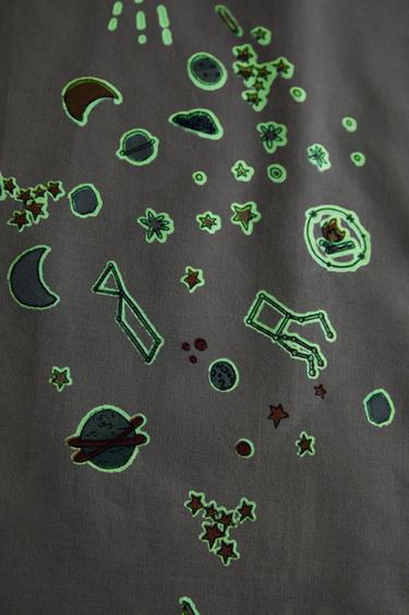 CHILDREN’S SPACE FITTED SHEET - Ecru / Blue by Zara - Image 3