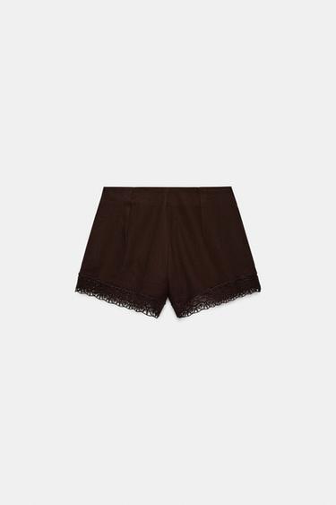 SHORT BRODERIES DENTELLE - Marron de Zara - Image 4