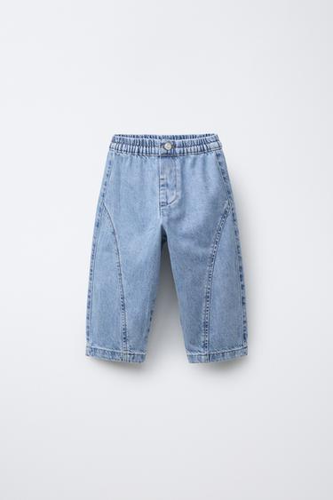 JEANS BAGGY CUCITURE - Blu chiaro di Zara