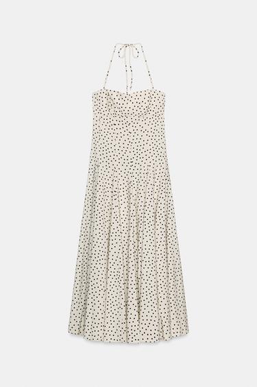 MIDI HALTER NECK DRESS WITH DOTS - Black / White by Zara