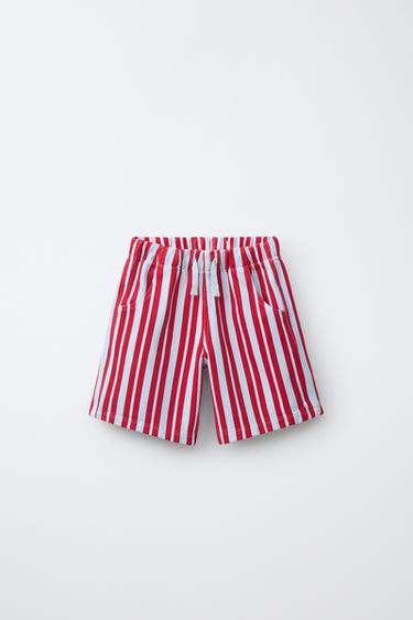 STRIPED BERMUDA SHORTS - Red Stripe by Zara