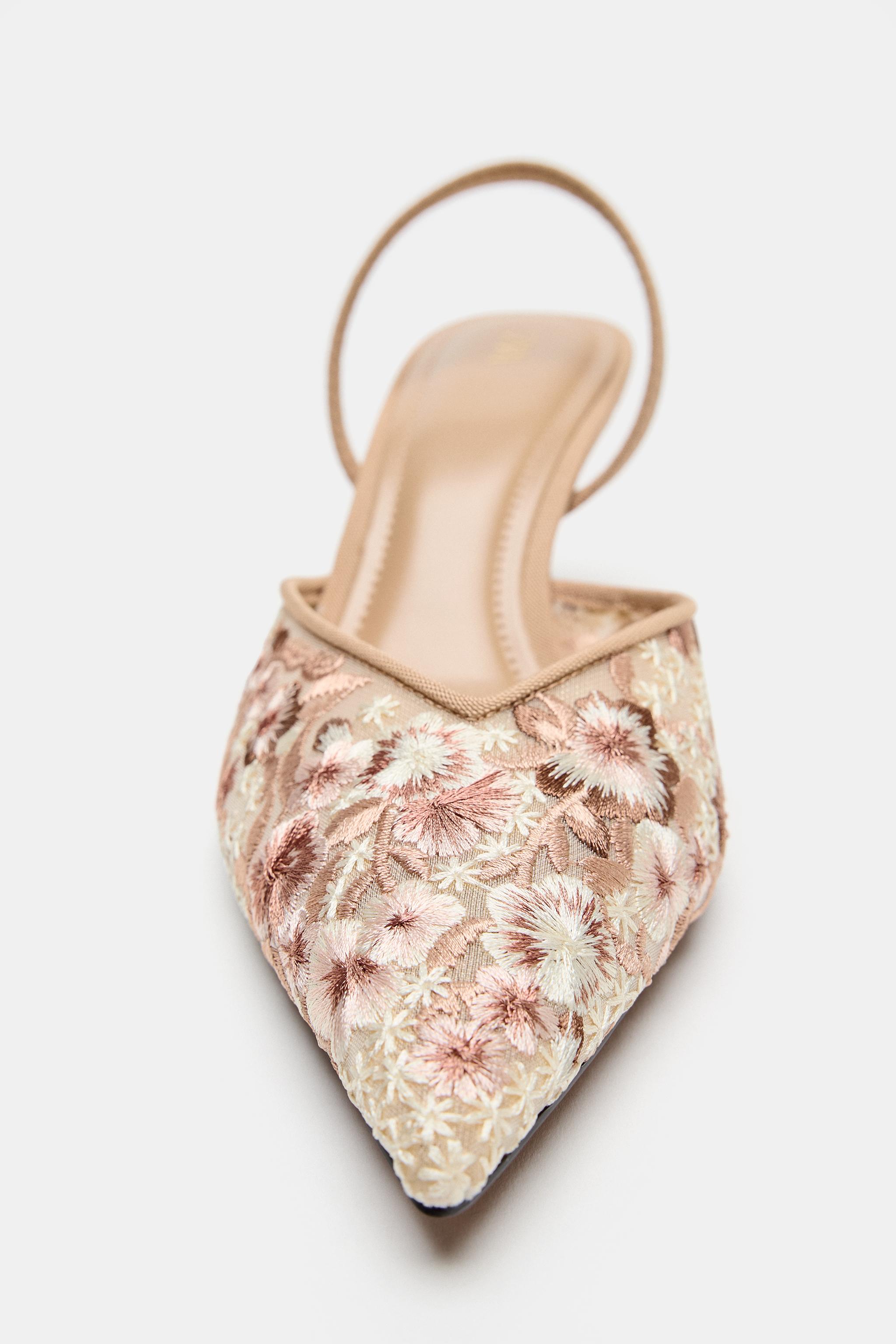 Женские туфли Zara EMBROIDERED MESH HEELS — фото 5