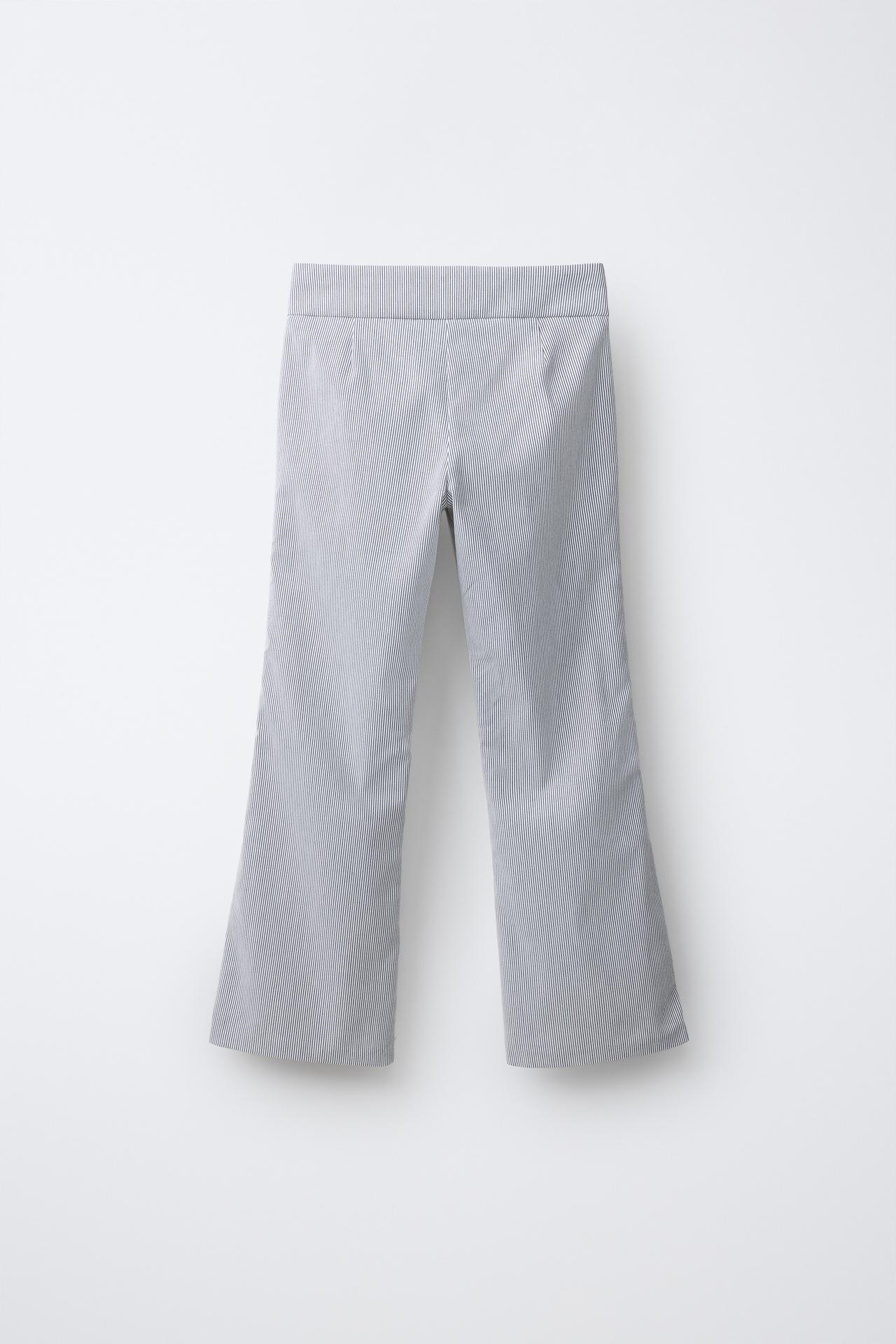 STRIPED FLARE PANTS — Navy / White