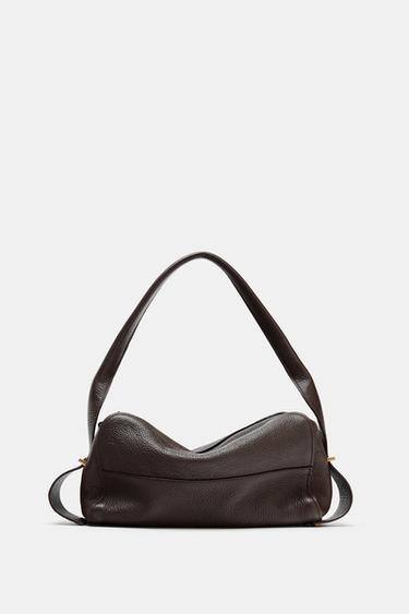 LEATHER SHOULDER BAG - Brown by Zara