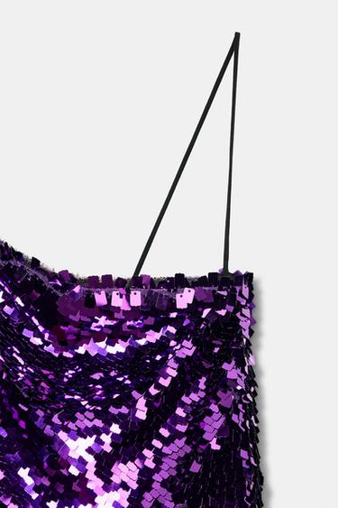 TOP DRAPÉ À PAILLETTES ZW COLLECTION - Violet de Zara - Image 8