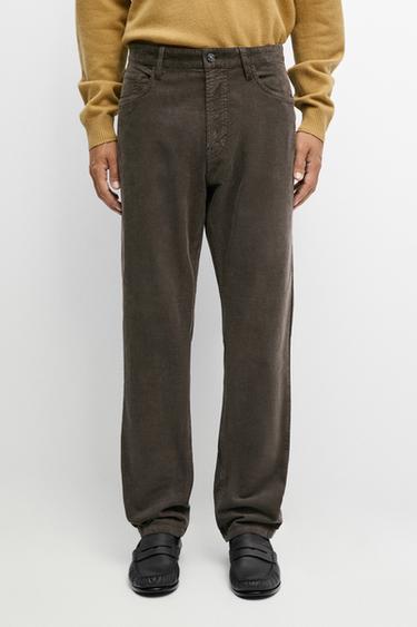 Corduroy tapered fit pants — Dark coral 2