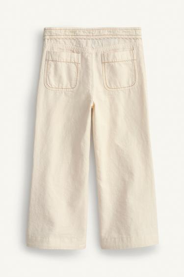 LIMITED EDITION FLARE TROUSERS WITH TOPSTITCHING - Light ecru by Zara - Image 6