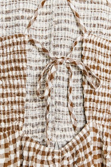 GINGHAM CHECK MIDI DRESS - Brown by Zara - Image 7