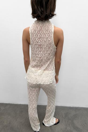 LACE TROUSERS - Ecru by Zara - Image 3
