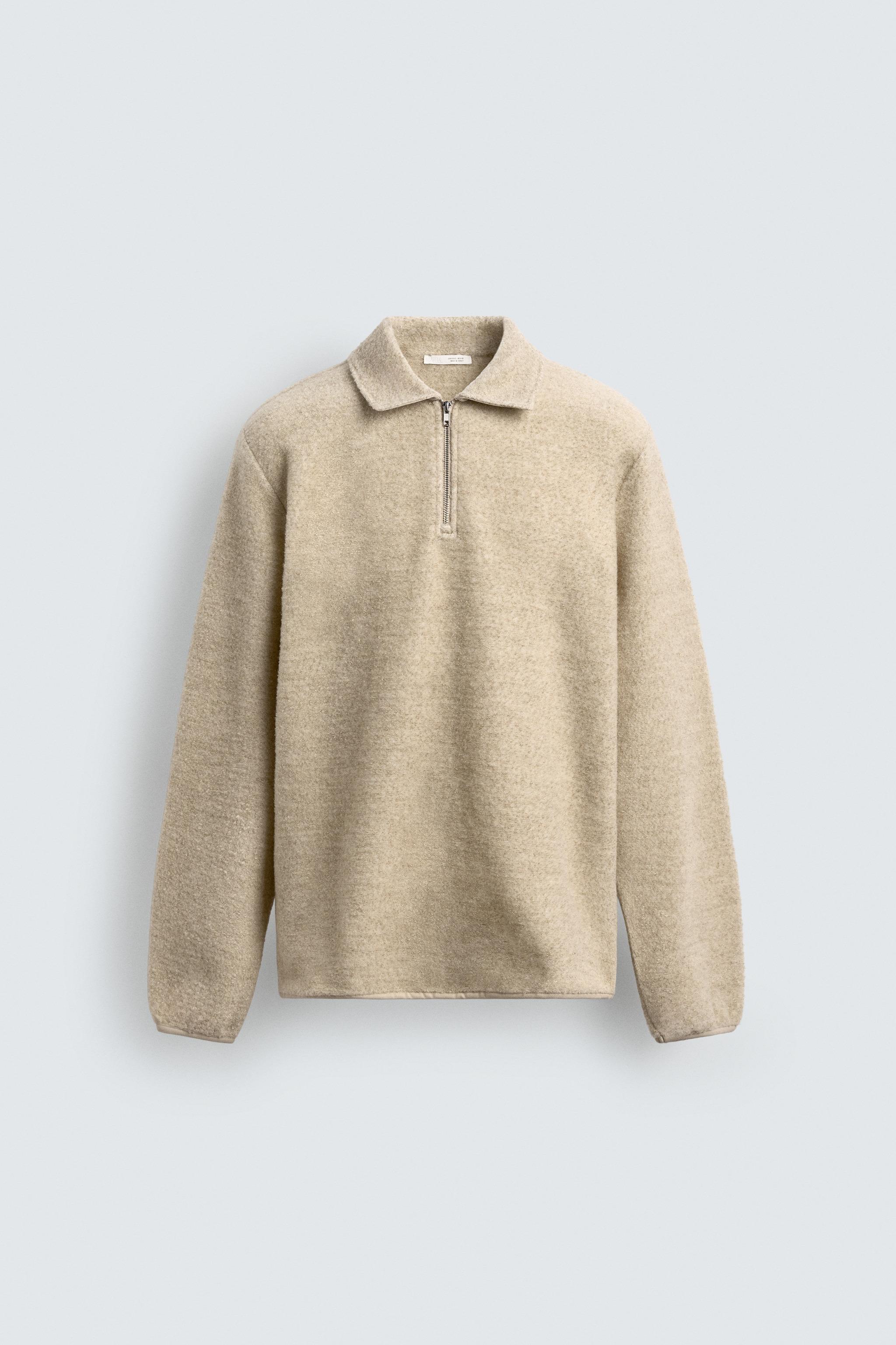 TEXTURED QUARTER-ZIP SWEATSHIRT - Ecru | ZARA United States