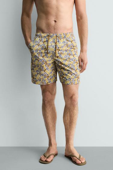 LONG FLORAL PRINT SWIMMING TRUNKS - Multicoloured by Zara - Image 1