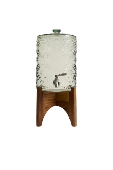 Zara ACACIA WOOD FLORAL DISPENSER - Green / Blue