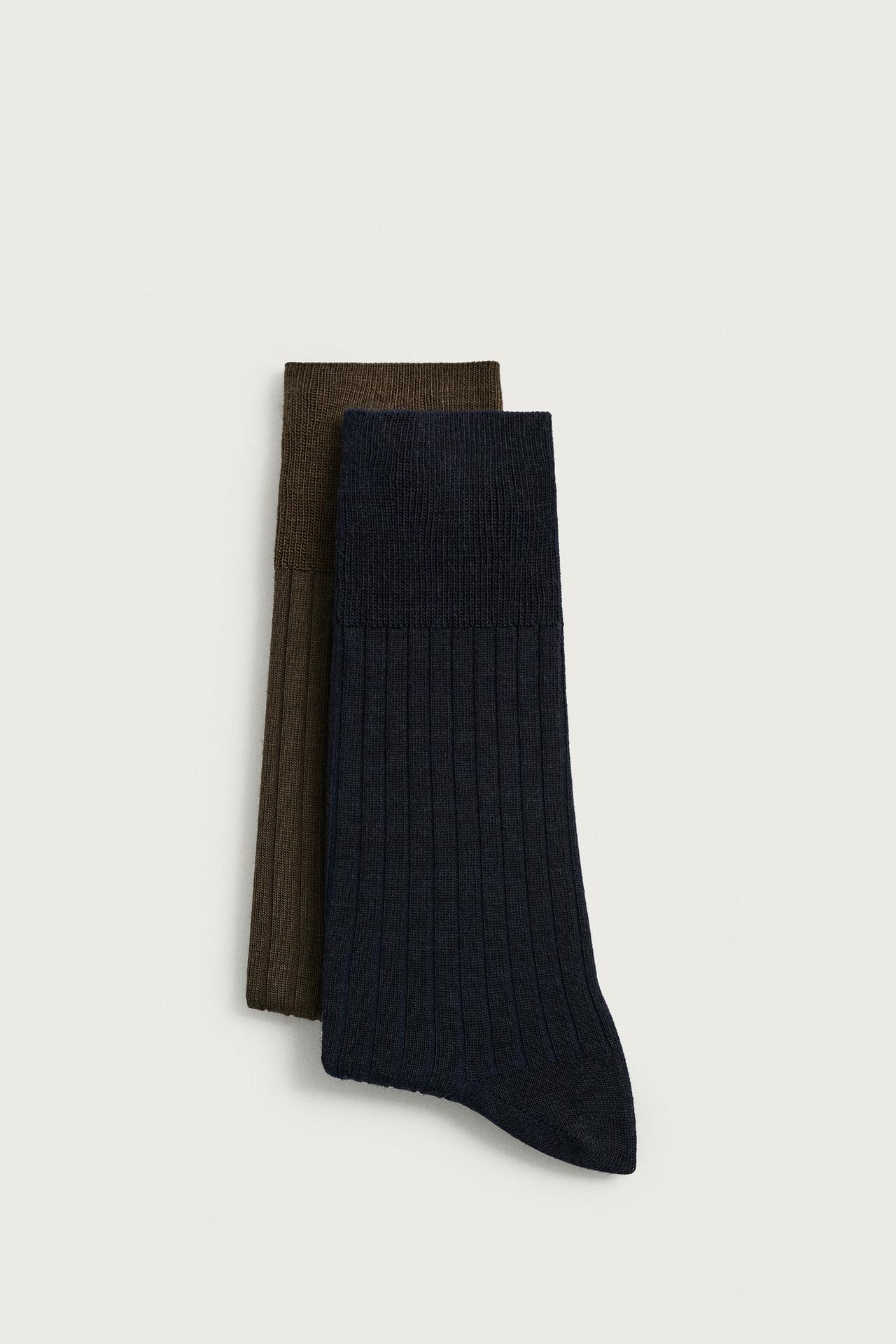 2-PACK WOOL-BLEND KNIT SOCKS — various