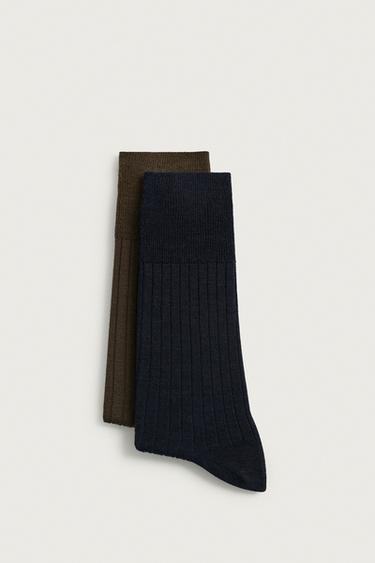 2-PACK WOOL-BLEND KNIT SOCKS — various 2