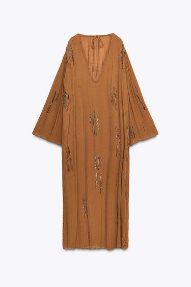 BEADED DRESS ZW COLLECTION - Ochre by Zara - Image 7