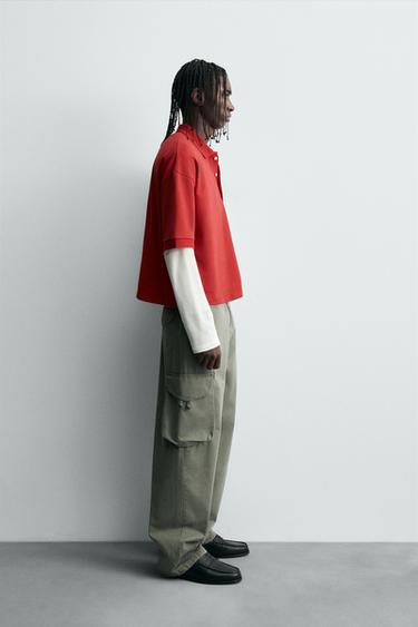 EMBROIDERED TEXT POLO SHIRT - Red by Zara - Image 3