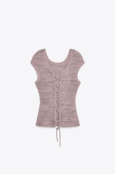 TOP EN MAILLE TEXTURÉE - Mauve de Zara - Image 6