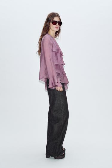 TOP À VOLANTS ASYMÉTRIQUE - Mauve de Zara - Image 2