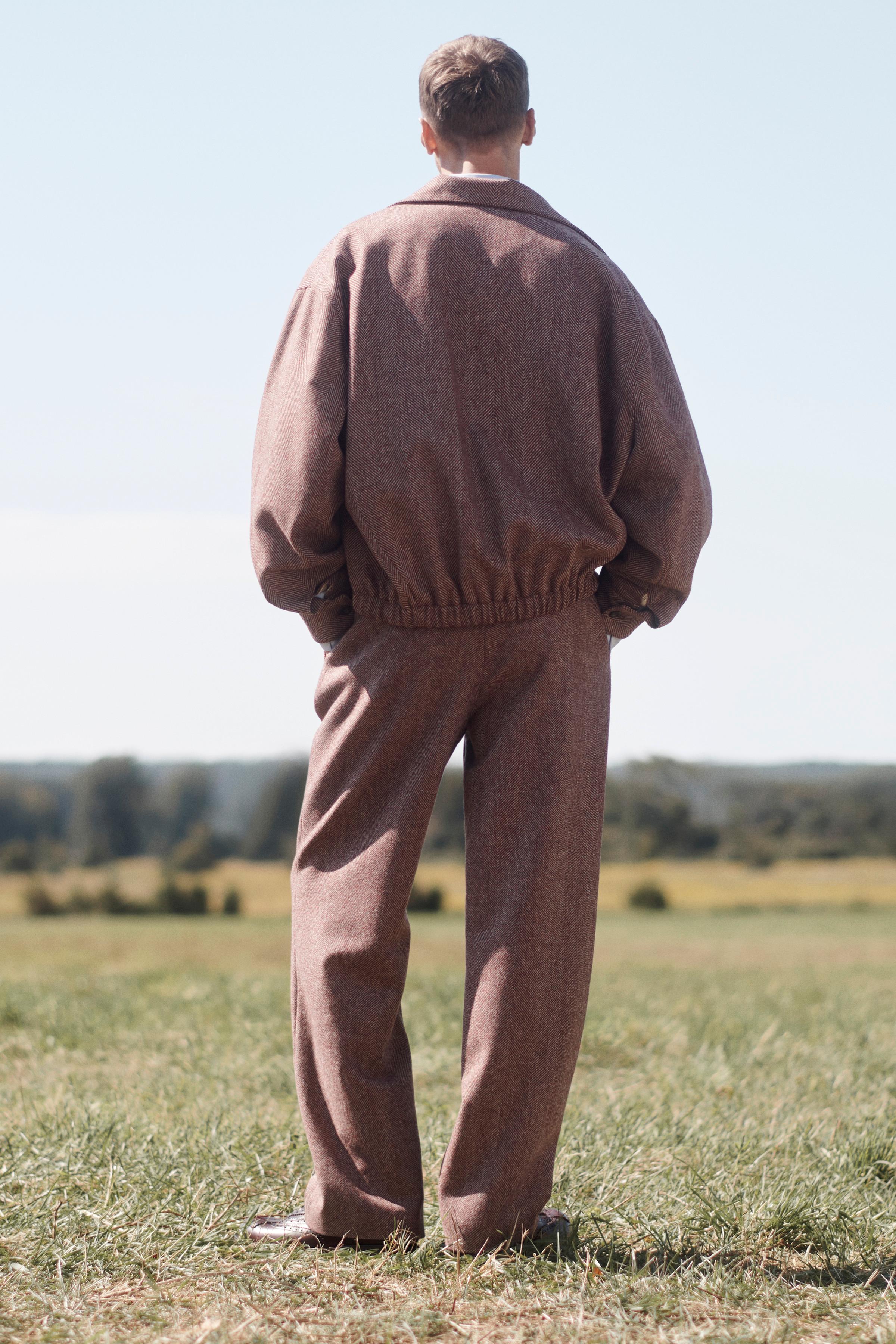 LIMITED EDITION WOOL HERRINGBONE JACKET - Burgundy | ZARA India