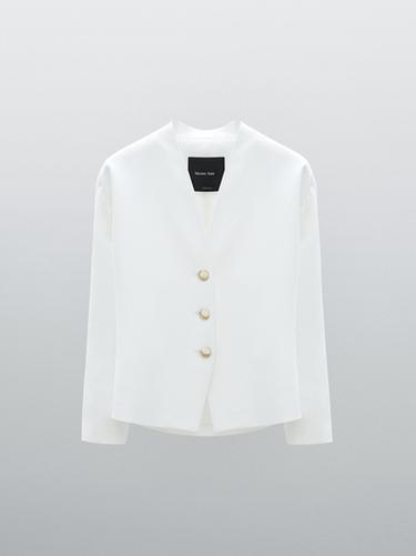 Zara Flowing blazer with gold-toned buttons - STUDIO - White