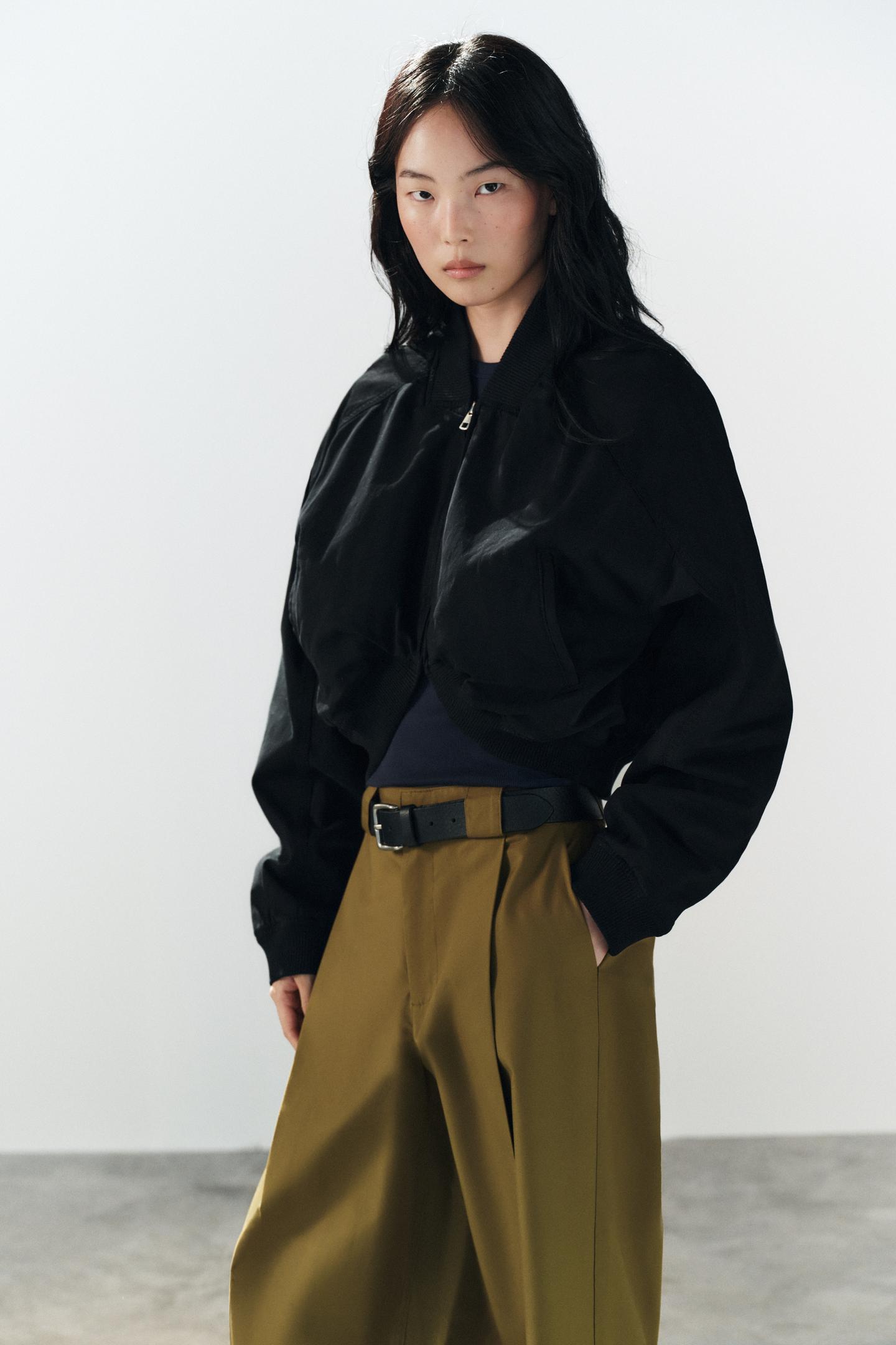 Женские брюки Zara Pleated Belt-Loop, цвет: Oil — фото 2