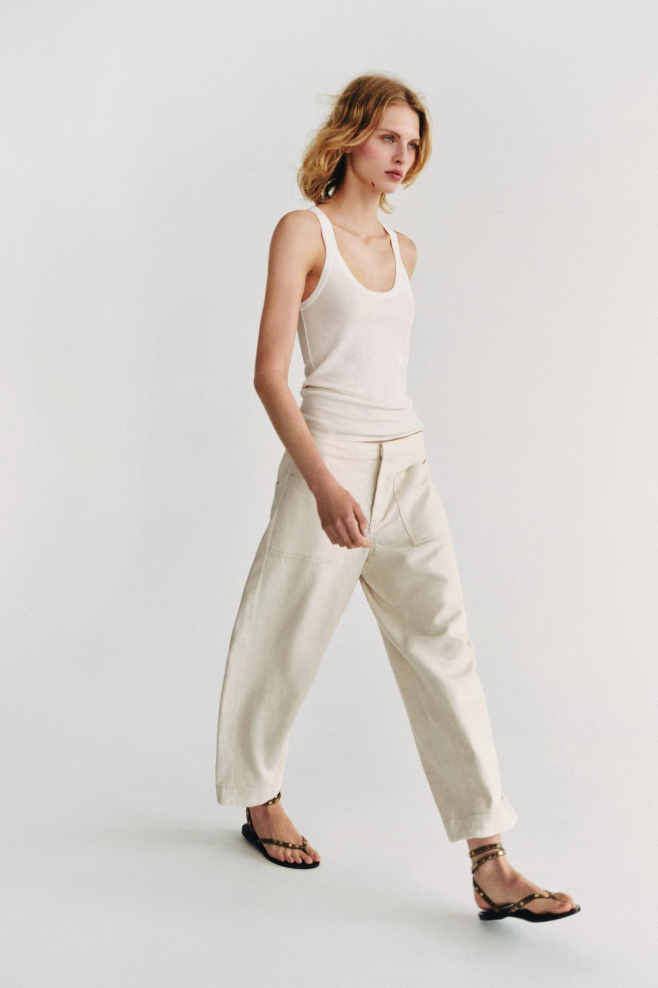 ZW COLLECTION BARREL PANTS — Ecru