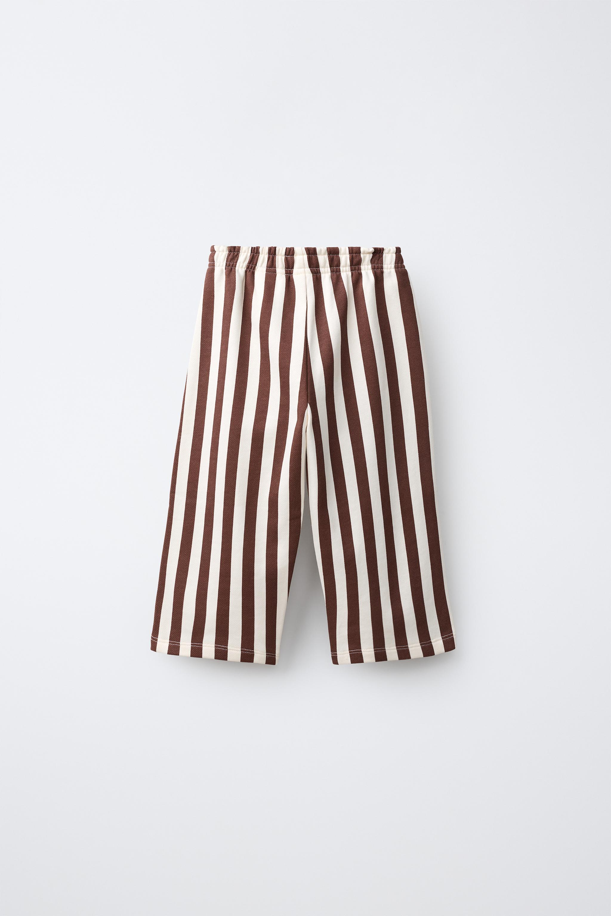 STRIPED SWEATSHIRT CULOTTES — Chocolate