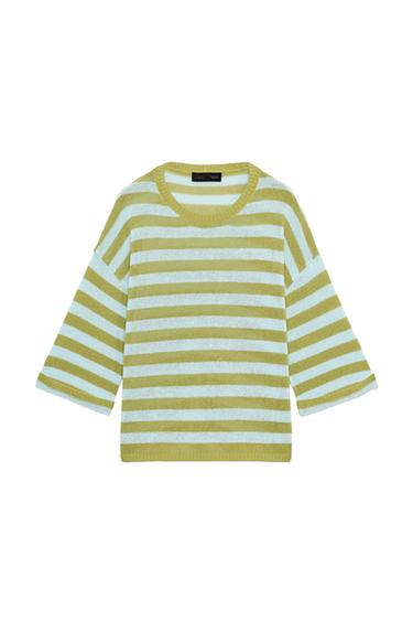 STRIPED KNIT TOP - Green stripe by Zara