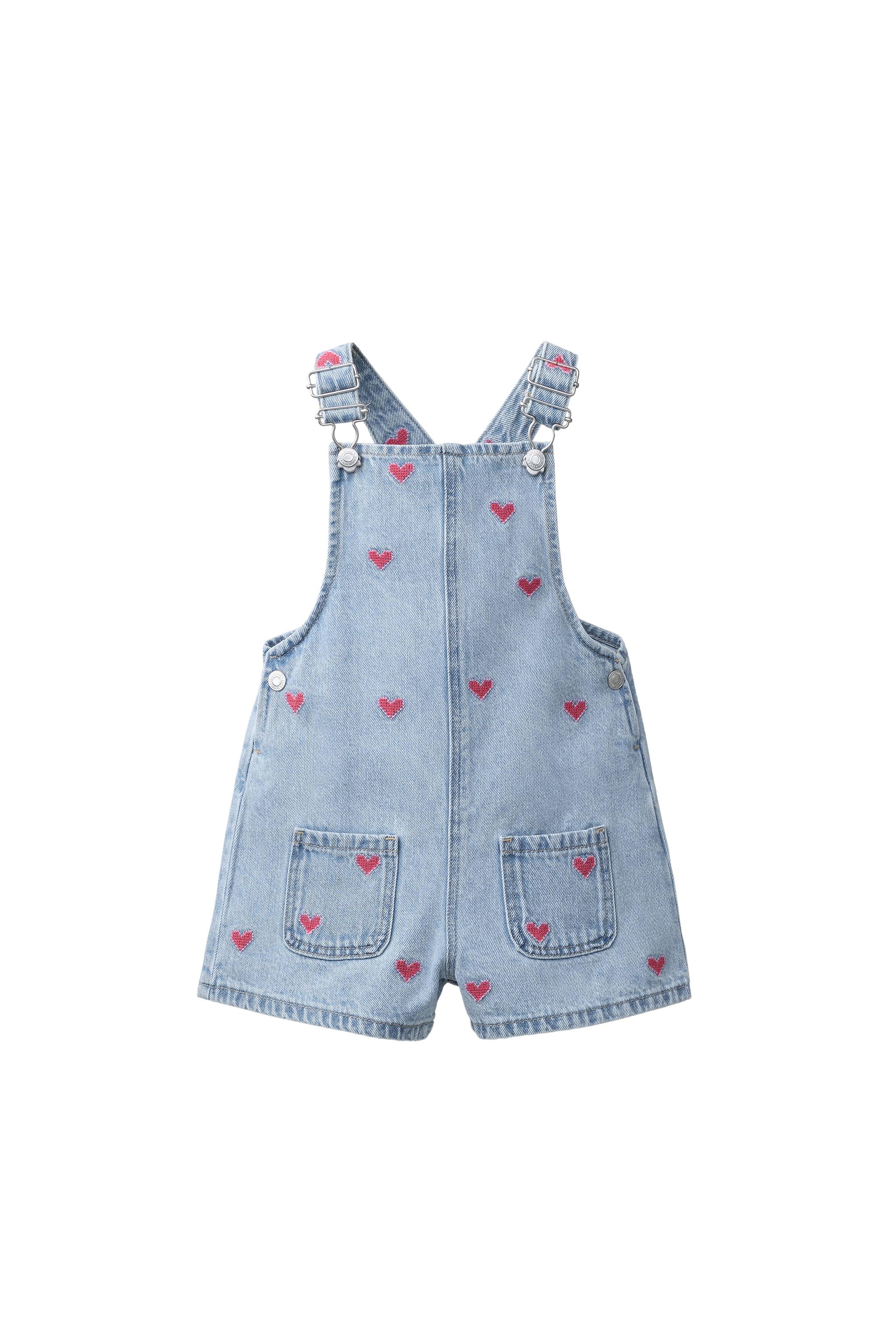 Zara - Heart Embroidered Denim Overalls - Blue - 1 Years (33,9 Inches) - Kids Zara - Heart Embroidered Denim Overalls - Blue - 1 Years (33,9 Inches) - Kids