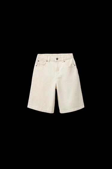 RELAXED BAGGY TWILL BERMUDA SHORTS - Ecru by Zara - Image 0