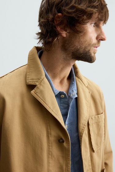 Zara RELAXED FIT WASHED BLAZER - Tobacco