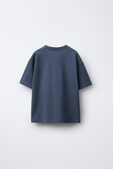 Zara PLAIN MEDIUM WEIGHT T-SHIRT - Mid-blue