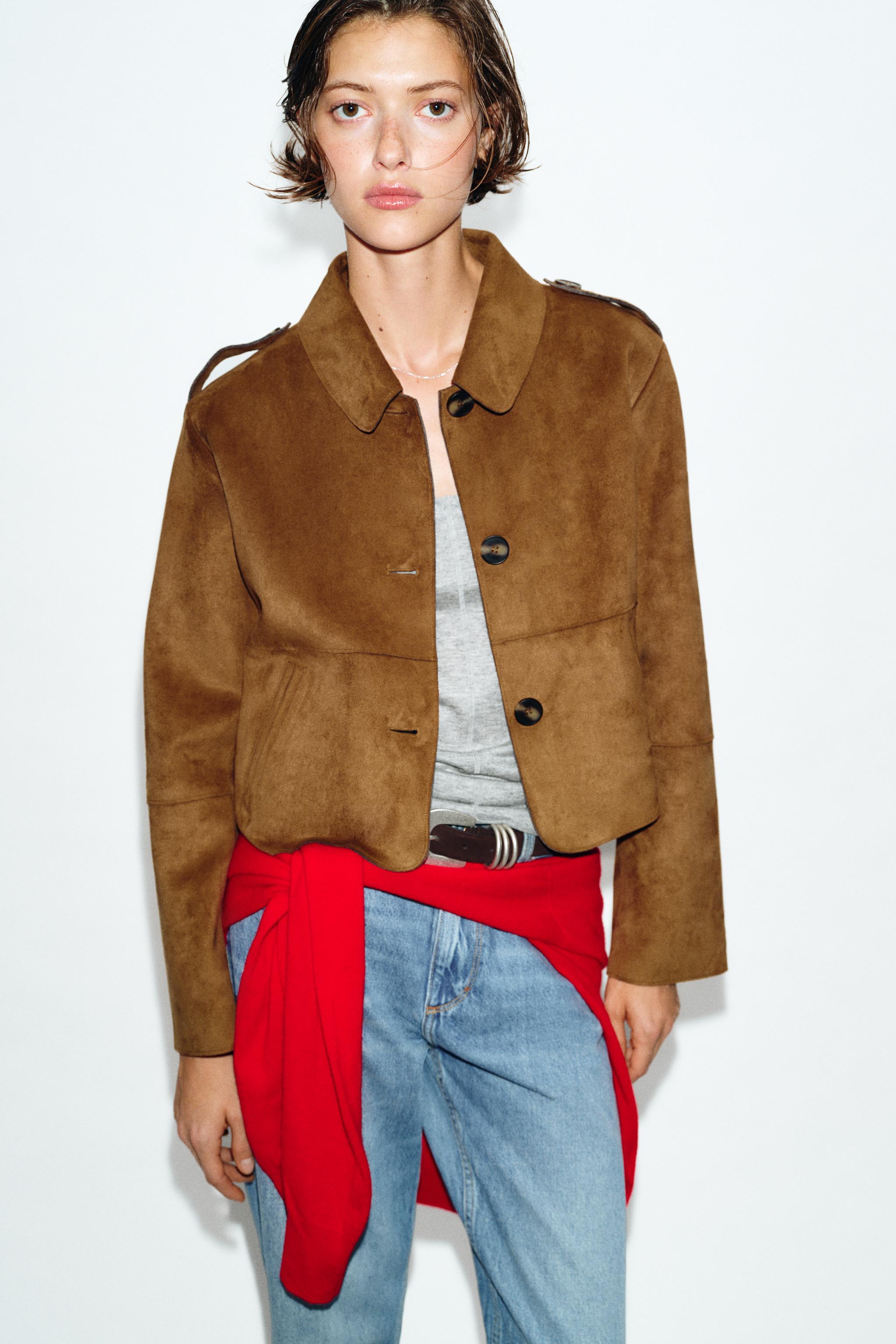 FAUX SUEDE CROPPED JACKET