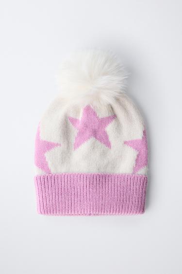 KNIT STAR POMPOM HAT SKI COLLECTION - Light Grey by Zara - Image 3