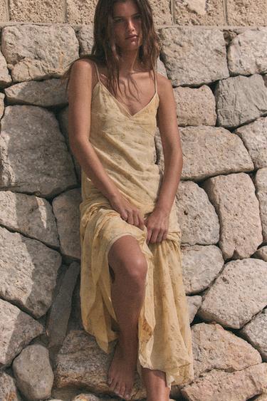 VESTIDO LENCERO DEVORADO - Beige de Zara