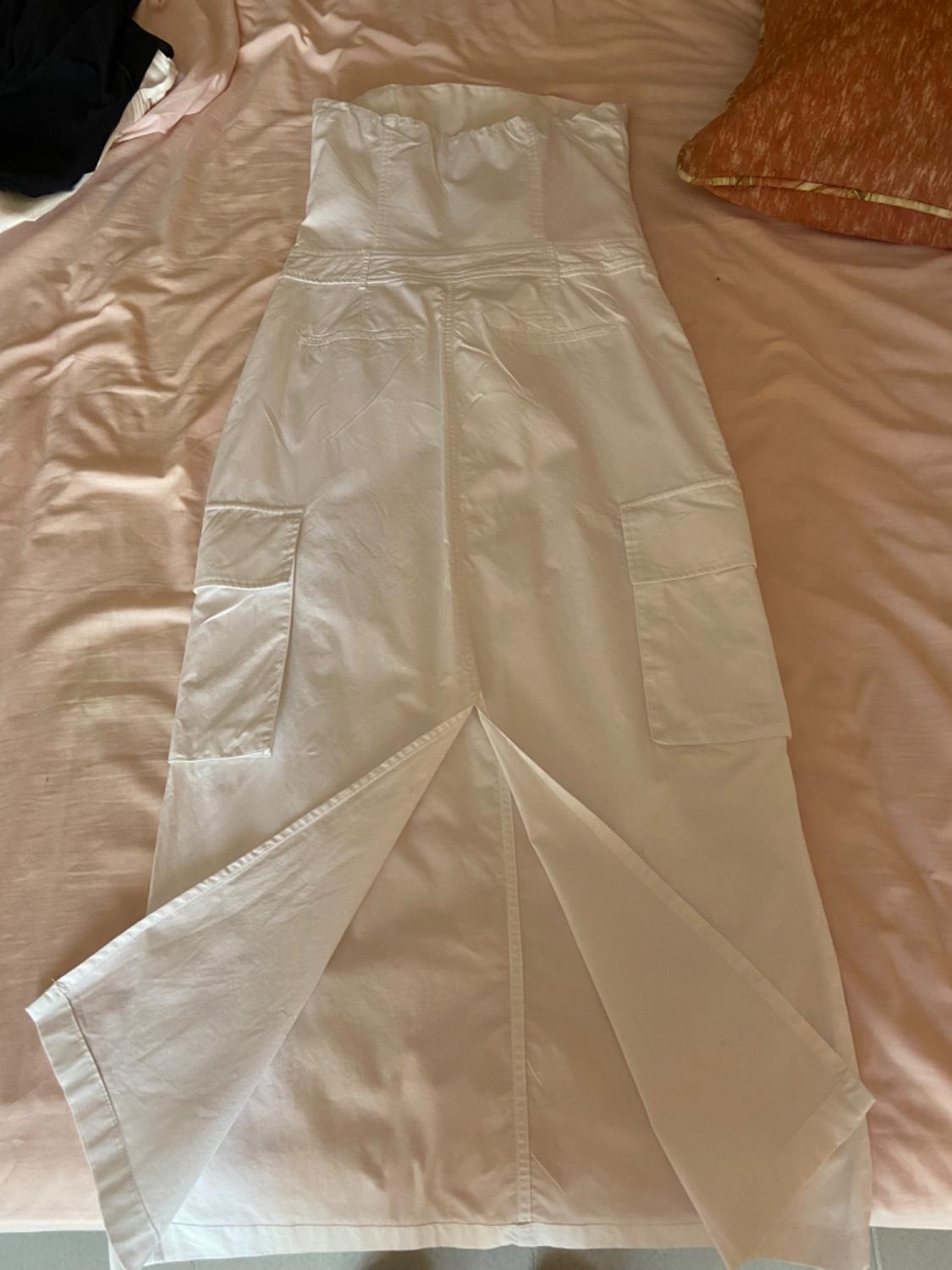 GABARDINE FABRIC STRAPLESS DRESS - Image 2