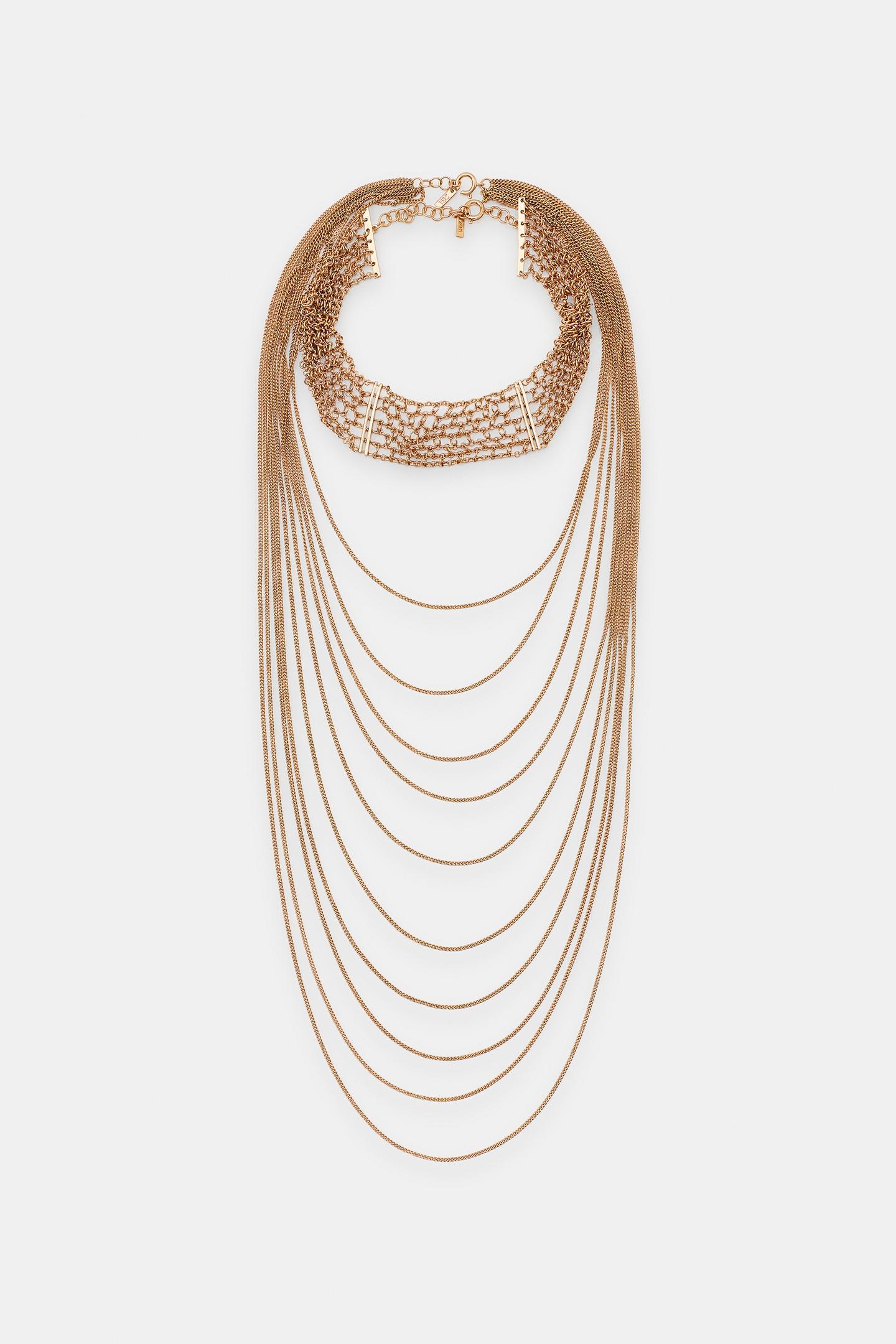 Женские цепочки Zara Pack OF 2 Choker Chain, цвет: Золотой — фото 6