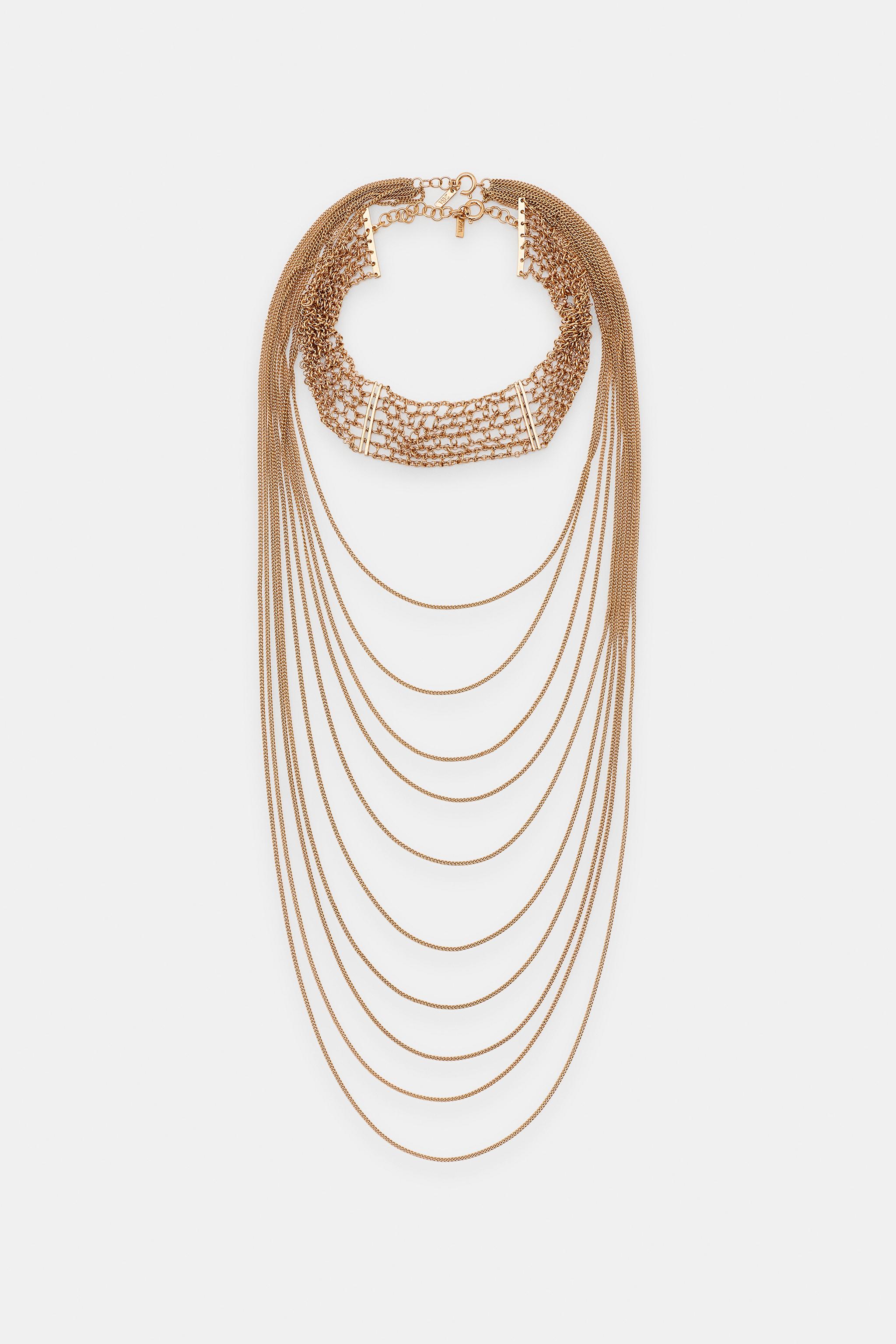 Женские аксессуары Zara PACK OF 2 CHOKER CHAIN NECKLACES — фото 6