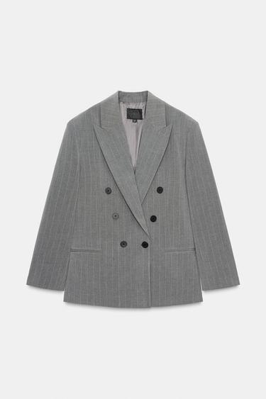 BLAZER OVERSIZE RAYURES BANQUIER - Gris / Bleu de Zara