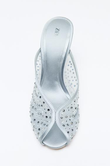 SANDALES EN RÉSILLE À BRILLANTS - Bleu de Zara