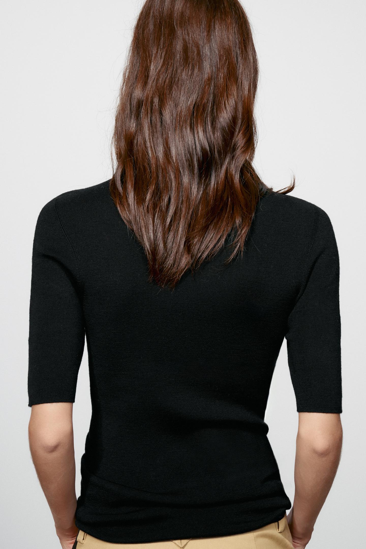 Женский топ Zara 100% Extrafine Wool Short-Sleeve Top, цвет: Чёрный — фото 4