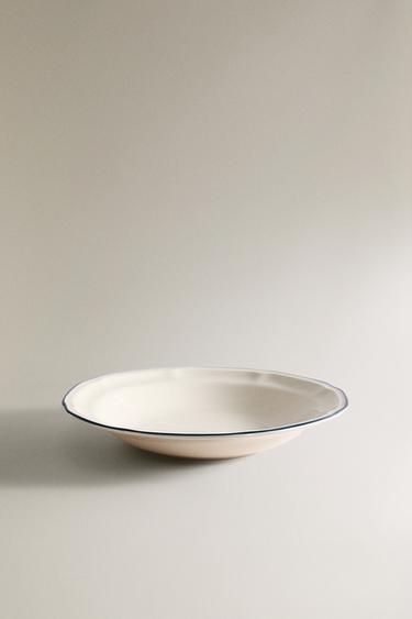 Zara SOUP PLATE WITH GREEN RIM - Blue - Image 0