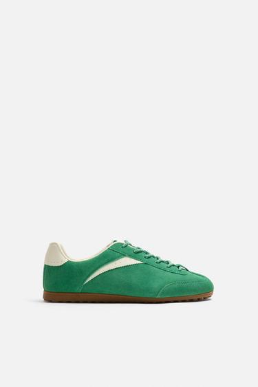LEATHER TRAINERS - Green by Zara
